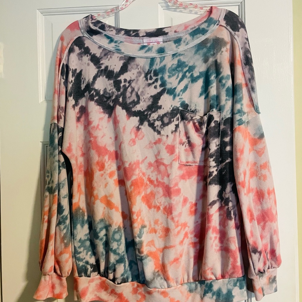 Pink Lily Multicolor Tie-Dye Sweatshirt